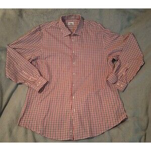 NORDSTROM RACK Long Sleeve Men 16.5 34/35 Traditional Fit Rd/Blk/Wht Gingham